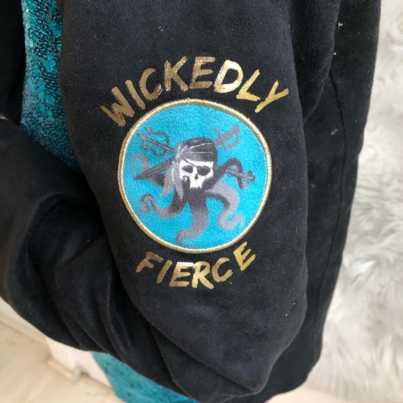 Disney D-Signed Descendants 3 Faux Suede Aqua Sequins Uma Moto Jacket, S - Picture 3 of 14